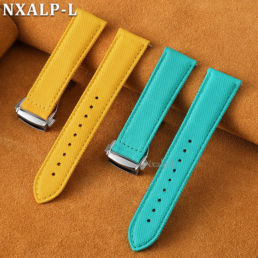 20mm 22mm  Nylon Sailcloth Watch Strap for Omege Seamaster 300 Bracelet for Speedmaster Men Women Sport Watchband Folding Buckle