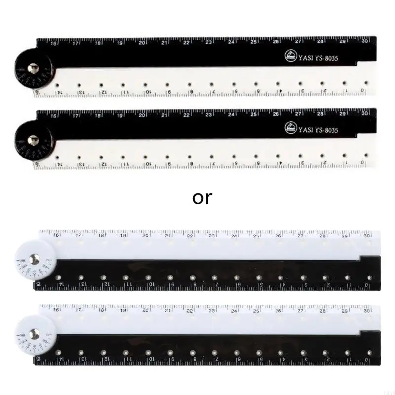 

Y3NB White & Black Ruler 30cm DIY Drawing Rulers Folding Ruler for School Students