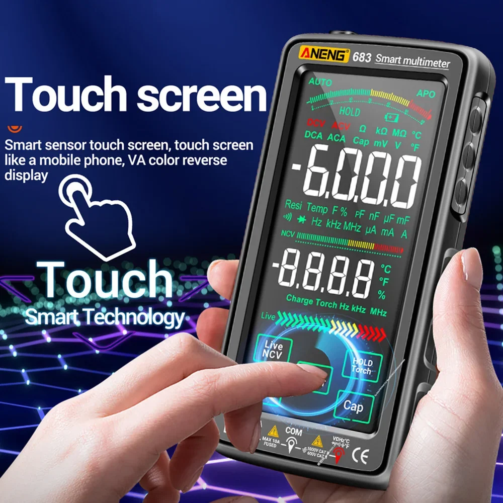 

ANENG 681 682 683 Smart Digital Multimeter LCD VA Reverse Display Capacitance Hz Ohm Diode AC DC Voltage Tester Tool