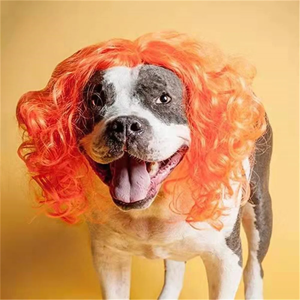 Halloween Lucu Bulldog Perancis Wig Hewan Peliharaan Aksesori Rambut Anjing Natal untuk Anjing Kecil Menengah Pug Chihuahua Item Produk Liburan