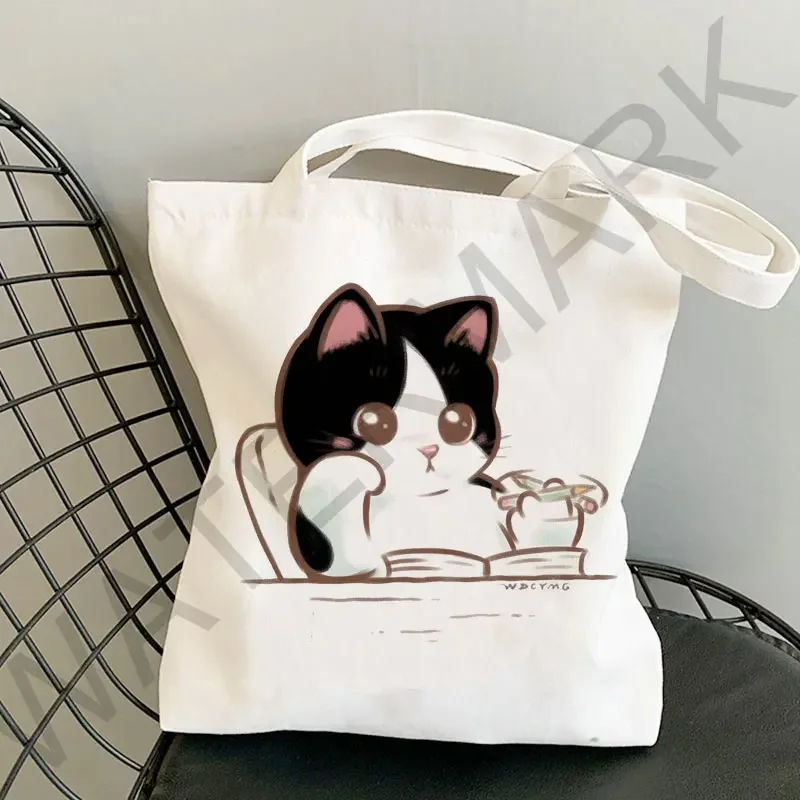 Designer Bag Japanese Style Cartoon Small Shoulder Bags Canvas Bags Handbag for Women 2022 Shopper Cute Cat Tote Bag