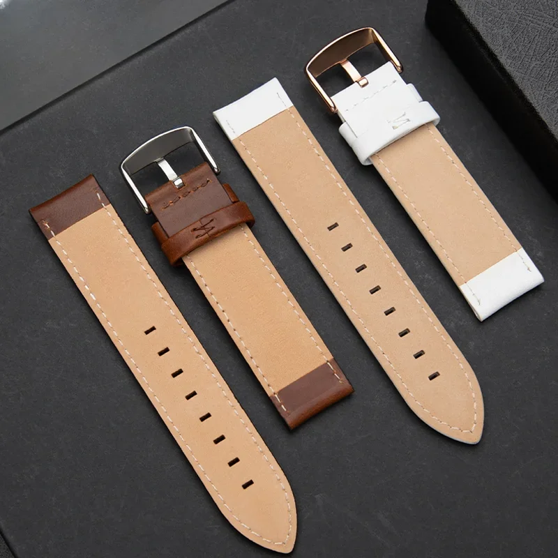 Straight Interface Waterproof Bamboo Knot Pattern Watchbands for DW Daniel Wellington Quick Release Genuine Leather Watch Strap