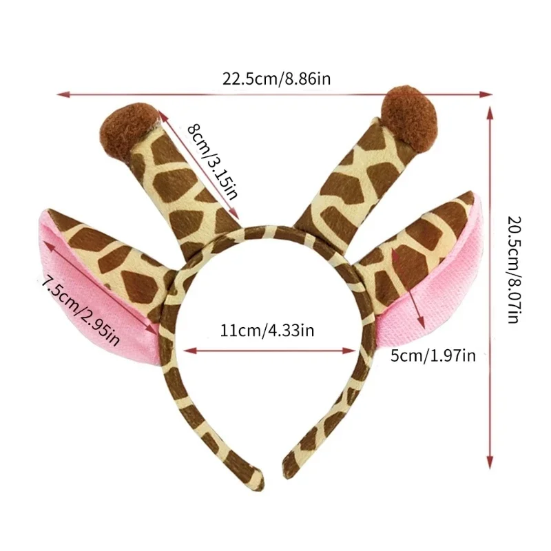 Bambini adulti Gioco ruolo Costume da giraffa Accessori Orecchie animali Fascia Bowtie Coda Guanti zampa Novità Party Prop