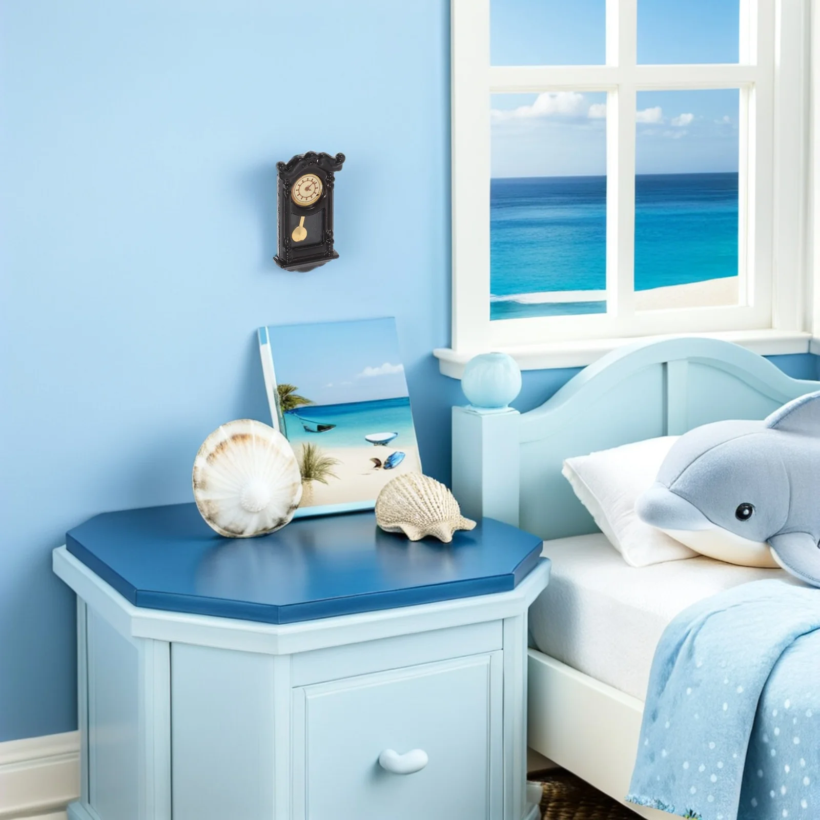 

2Pcs Vintage Wall Clock Retro Hanging Simulation Mini House Decoration Tiny Furniture Dollhouse Accessories Miniature Model