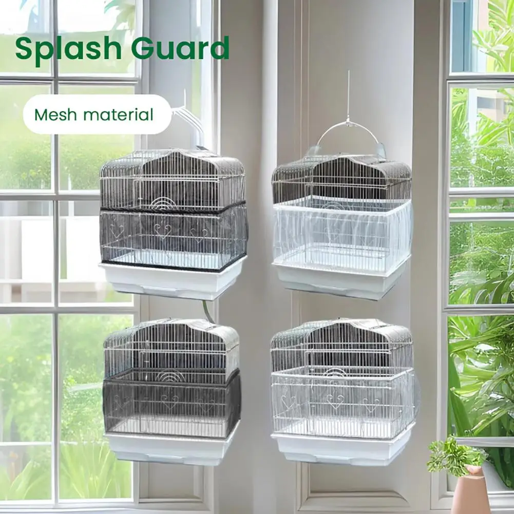 20-40cm Birds Cage Seeds Cather Adjustable Airy Nylon Mesh Net Dustproof Skirt Parrot Parakeet Macaw African Round Square Cages