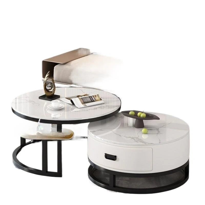 

Round rock slab advanced tea table small apartment living room household explosion modern simple light table
