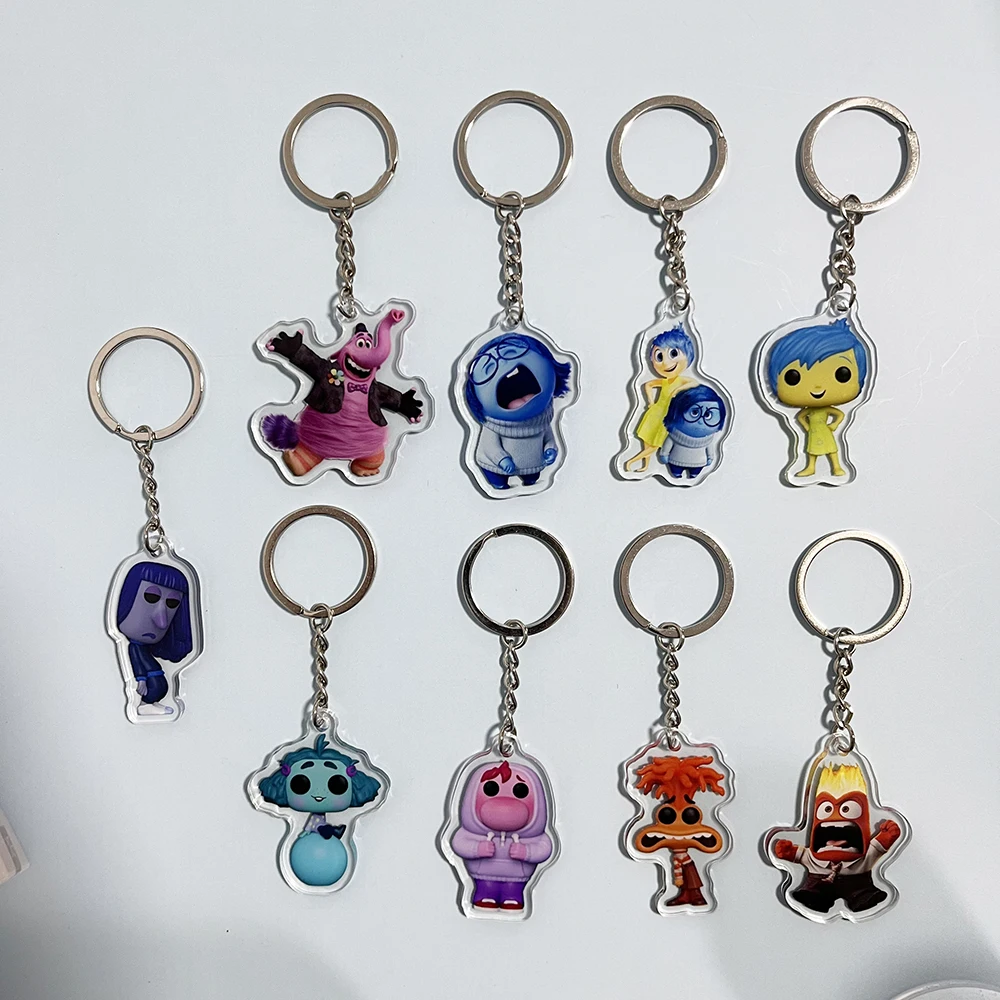 مجموعة سلسلة مفاتيح مصنوعة من الأكريليك مكونة من 9 قطع، شخصيات غضب الحزن الفرح، حلقة مفاتيح ساحرة لحقيبة الظهر، هدية للأصدقاء المشجعين #5
