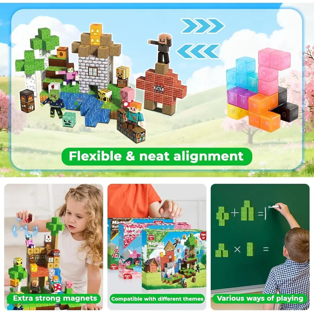 160-Piece Magnetic Building Set for Kids 4-8 Years, STEM Learning Cubes, Gift for 3+ Boys & Girls