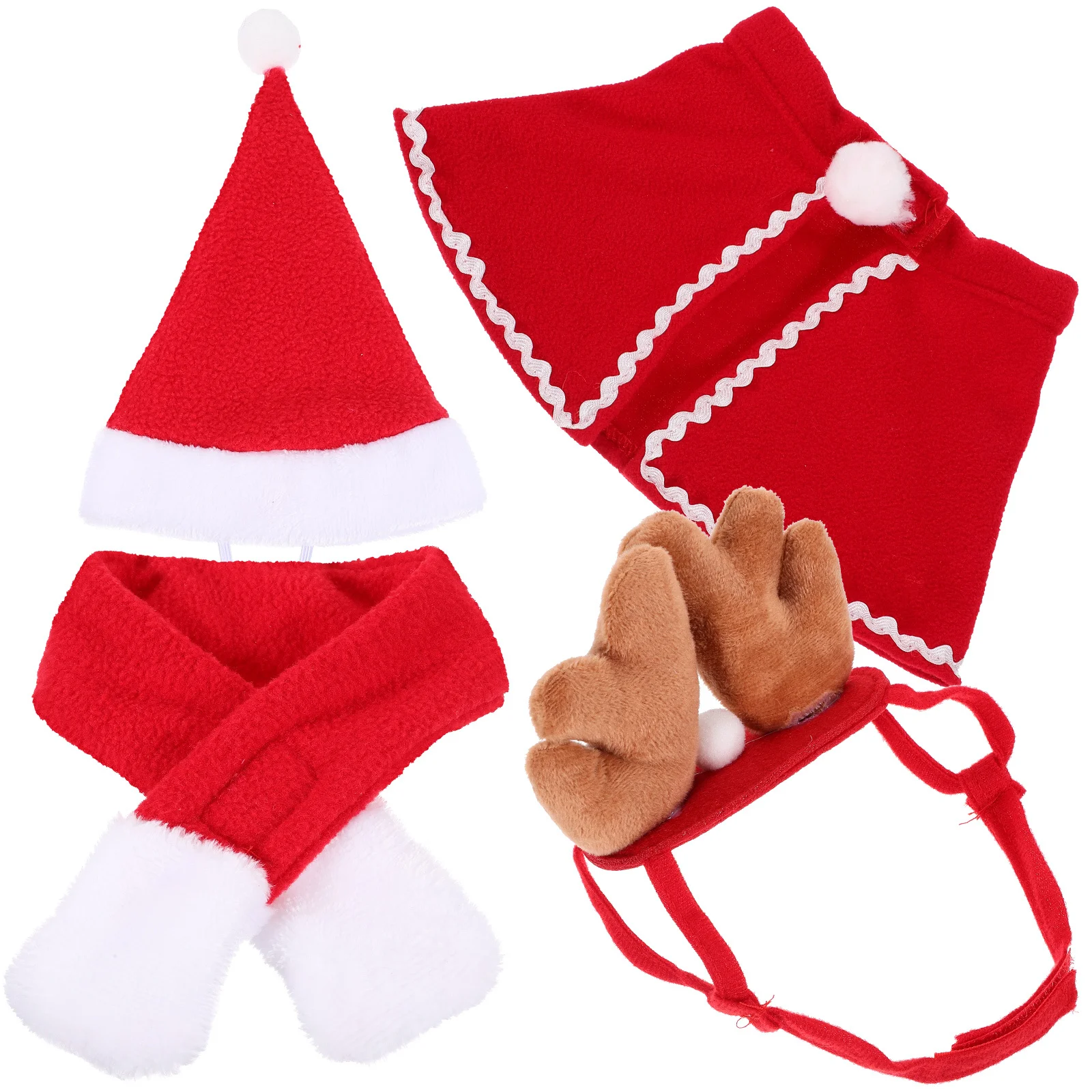 1Set Pet Decorative Scarf Antler Headband Cat Costume Dog Outfit Set Xmas Pet Accessories Reusable Cat Cape Festival