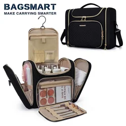 BAGSMART-Trousse à cosmétiques résistante à l'eau pour femme, trousse de maquillage, grande capacité, trousse de toilette de grande taille, trousse de voyage