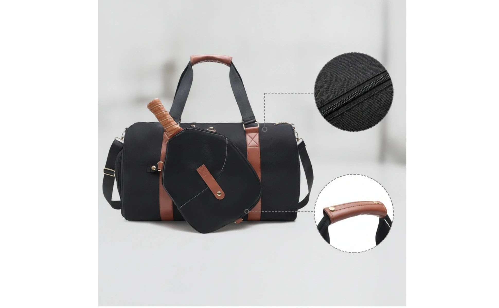 Pickleball Bag with Paddle Cover Spacious Pickleball Duffel Bag Detachable Adjustable for Tennis Players