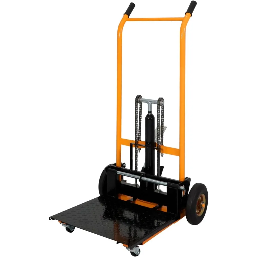 Empilhador de guincho de elevação de material, 440 libras, dolly de caminhão de paletes hidráulico de elevador máximo de 35,4", mesa de elevação, elevador de paletes manual, elevador de garfo, H