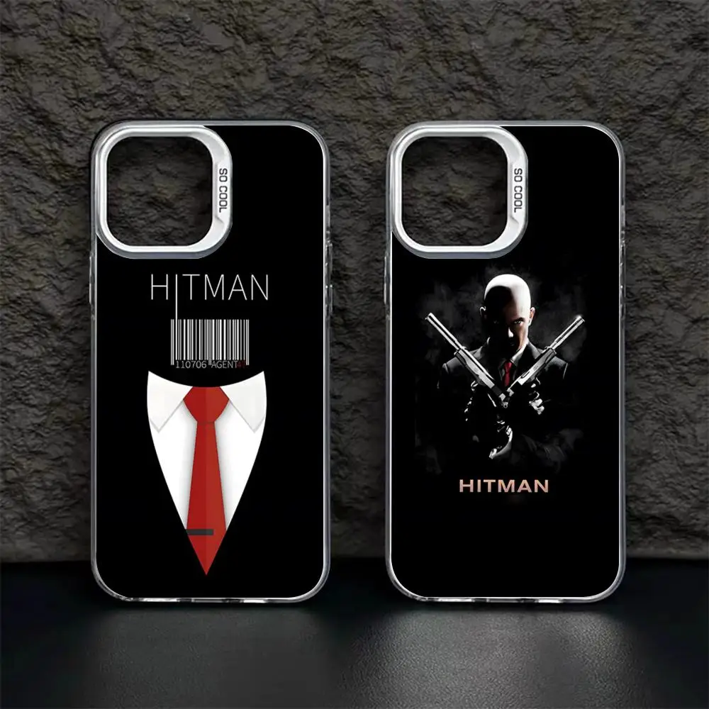 Game Hitman 47 Phone Case White IMD Colorful Silver Suitable soft case for iPhone 16 15 14 13 12 11 XS Pro Max