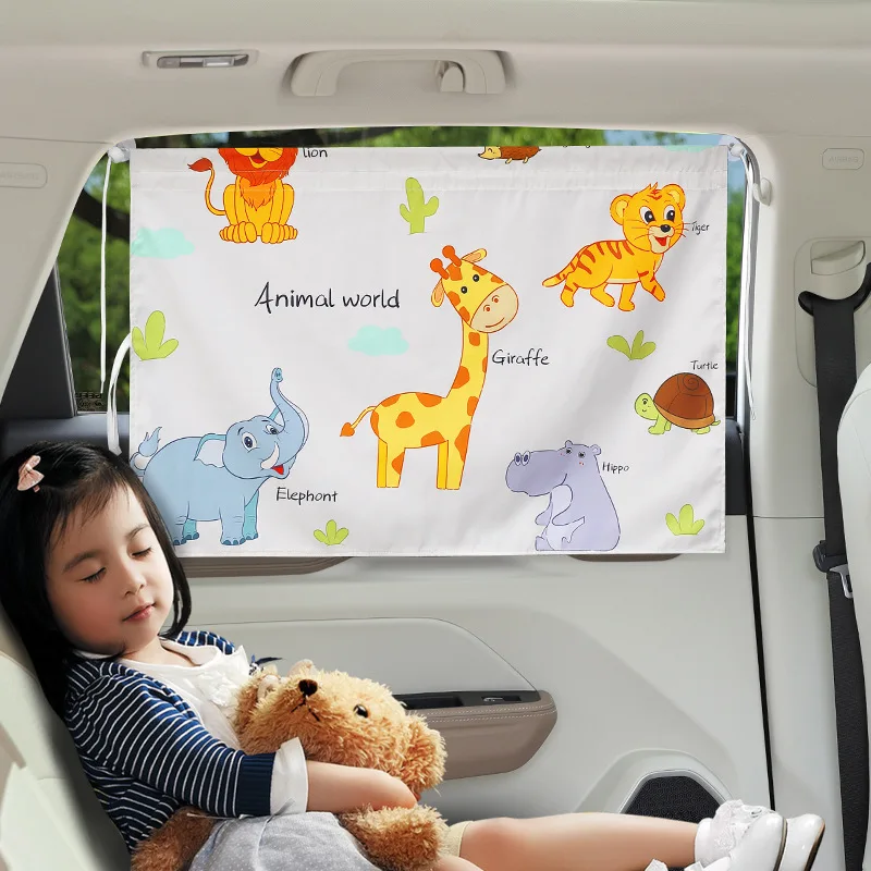 Car Cartoon Curtains Universal Suction Cup Type Car Side Window Sunshade Sun Protection Heat Insulation Side Window Sunshades