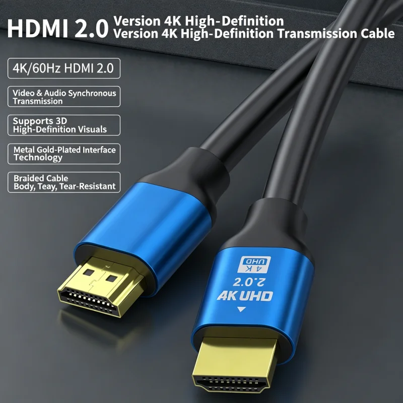 High Speed HDMI 2.0 UHD 4K Cable Aluminum Alloy Shell Gold Plated Plug Video Audio Sync Cord For Gaming PC Laptop Smart TV
