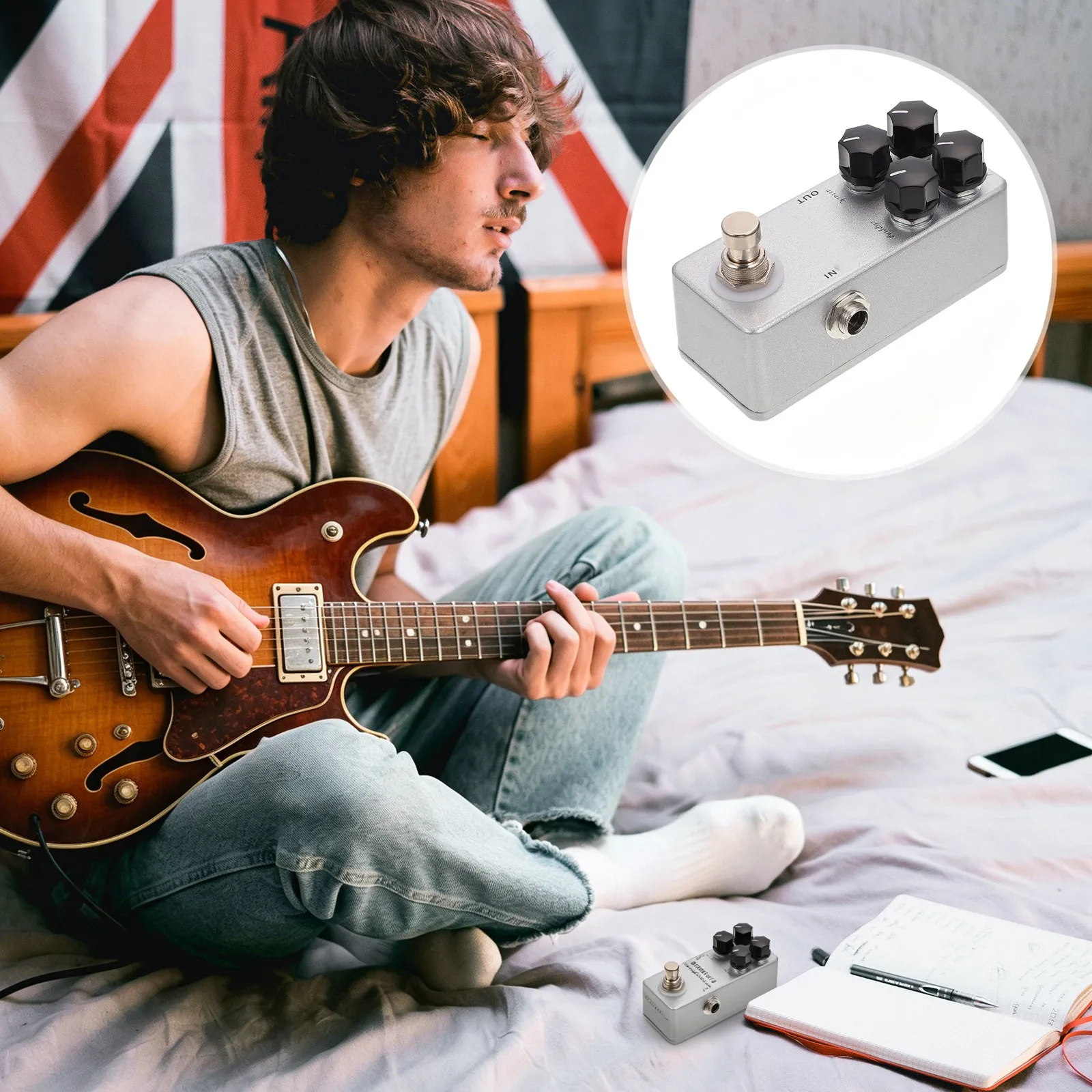 

1Pcs Premium Mini Overload Effector for Guitar True Bypass Silent Operation High Fidelity Tone Compact Size Silver Guitar Effect