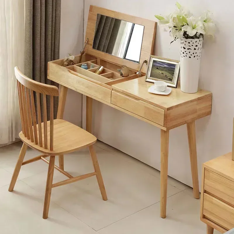 Drawer Container Dressing Solid Wood Table Makeup Table with Mirror Simple Multifunctional Desk Storage Bedroom Furniture New