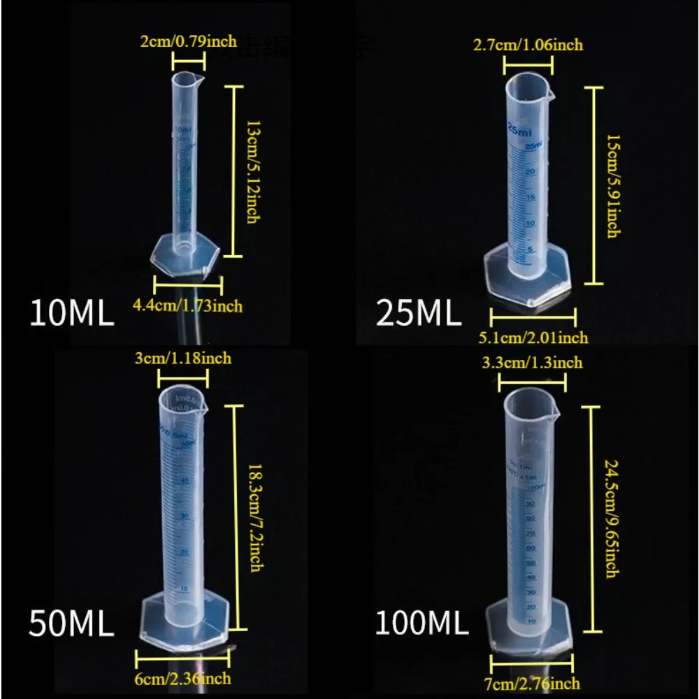 4PCS Measuring Cups Sufficient Laboratory Gauge Professional Tools Trial Tube Transparent Sturdy Cylinder for Measurement Usage
