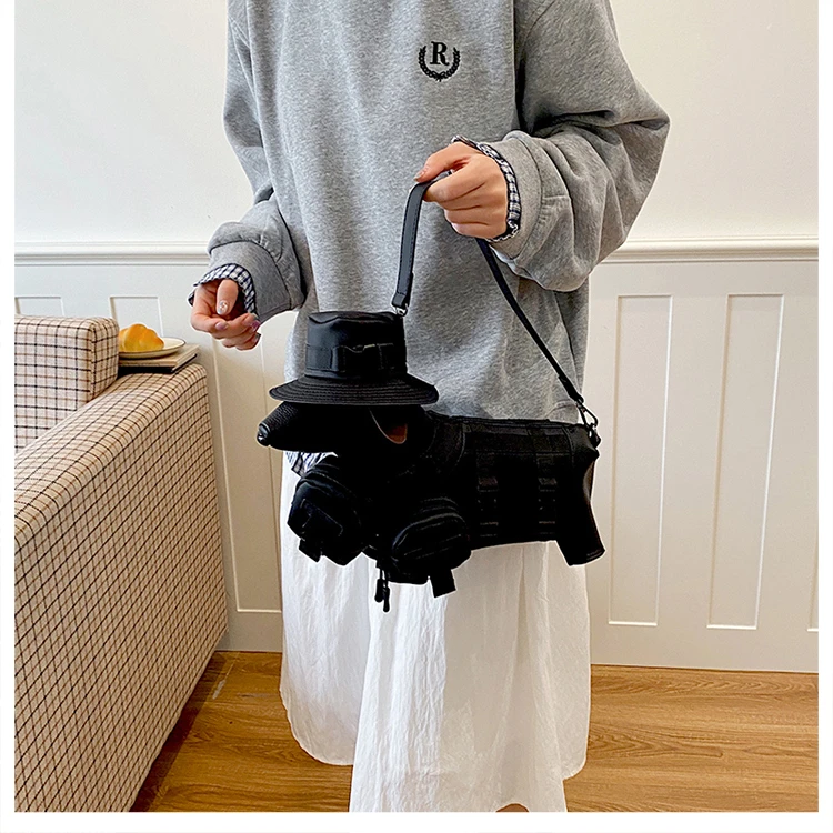2026 Novelty 3D Dachshund Shaped Bag for Women with Mini Hat Buckle Design Cartoon Crossbody Streetwear Fashion Shoulder Purse