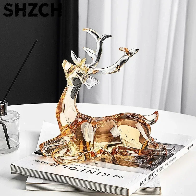 Decorative Luxurious Acrylic Deer Figurine Artistic Living Room Desk Ornament Light Luxury Aesthetic for TV Stand Embellishment