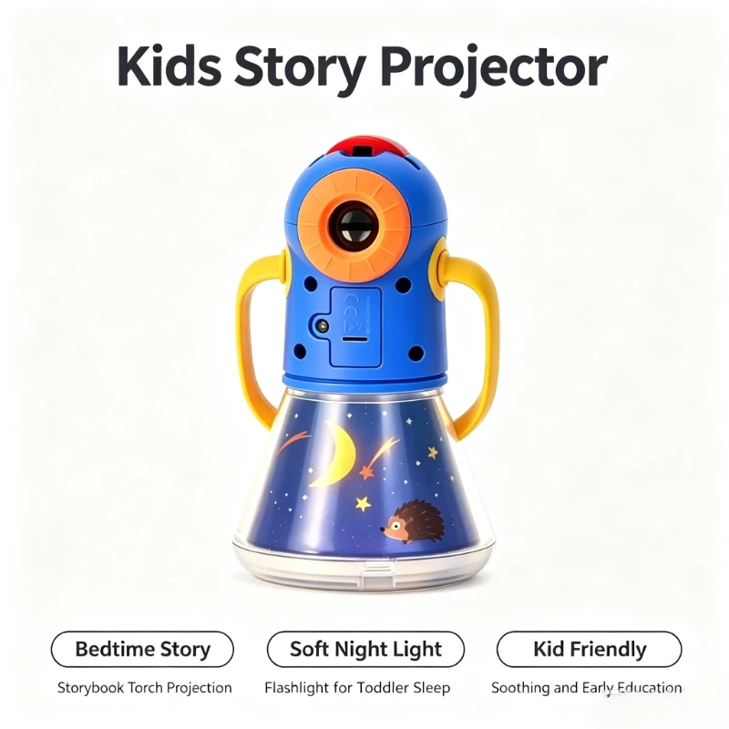 MiDeer Kids Story Projector Torch Portable Bedtime Projection Night Light Baby Sleep Story Flashlight CT7027
