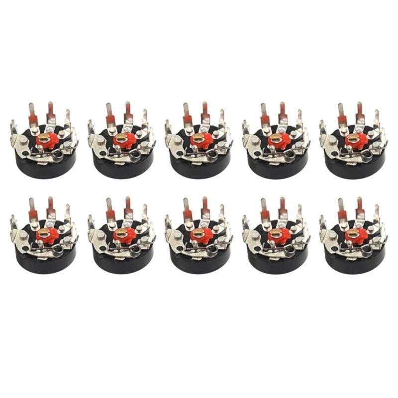 U55B Pack of 10 RV12MM Rotary Volumes Potentiometer With Switching Angled Pin B10K/B50K for Amplifier Speaker Sound Repair