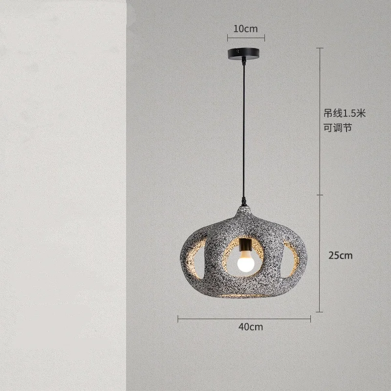 Wabi Sabi hars hanglamp, Japanse grijze hanglamp voor restaurant, bar, kantoor, creatieve hanglamp voor binnen, eetkamer.