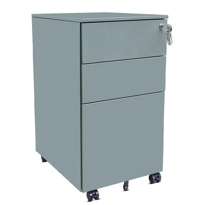 Commercial Industrial Home Office Furniture Slim 3 Drawer Mobile File Pedestal Cabinet Printer Stand 300mm Wide