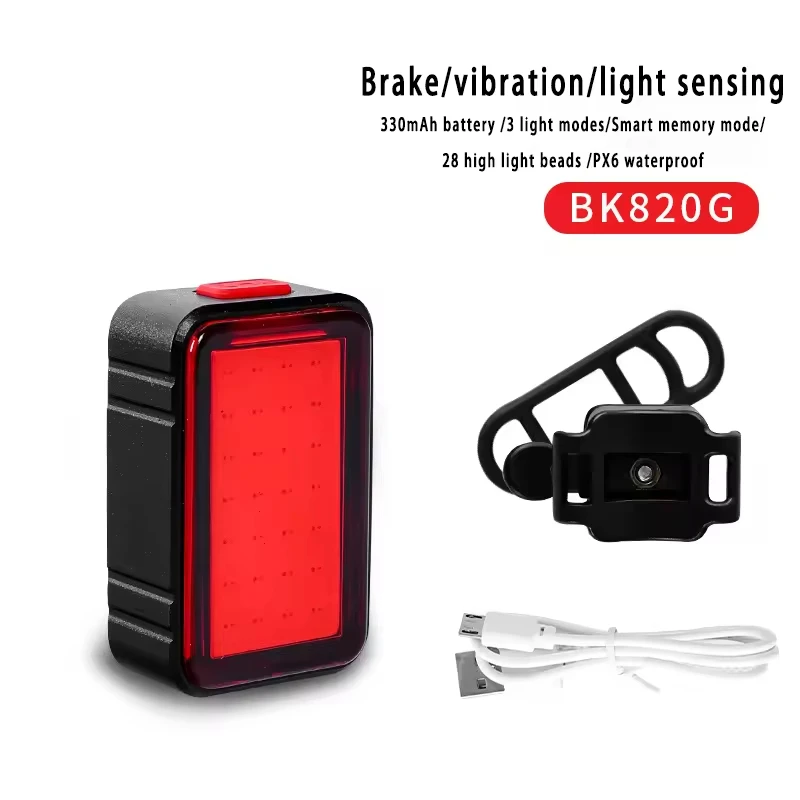 USB-Aufladbares Fahrrad-Rücklicht, IPX6 Wasserdicht, Intelligentes Bremslicht, Fahrrad-Rückleuchte, Nachtfahrrad-Zubehör