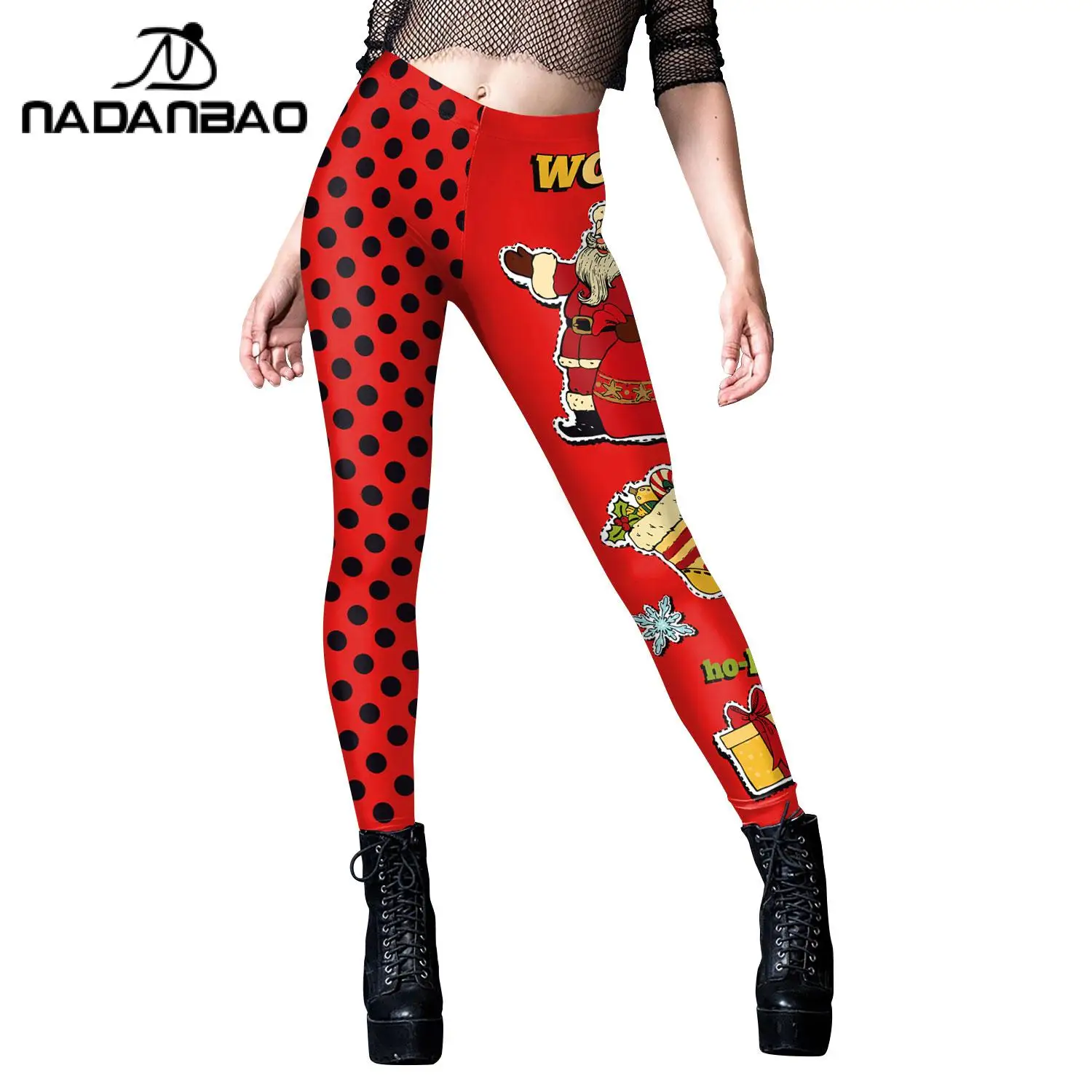 

Nadanbao Woman Leggings Santa Claus Print Tights Holiday Party Trousers Girls Sexy Pants Fitness Elastic Workout Xmas Gifts