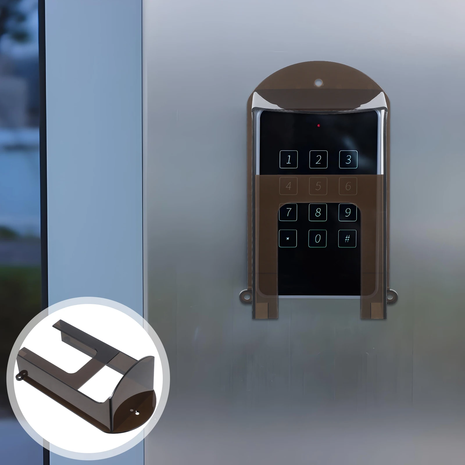 Timbre Cubierta de lluvia Control de acceso Protector de teclado impermeable Escudo impermeable Resistente a la intemperie Negro