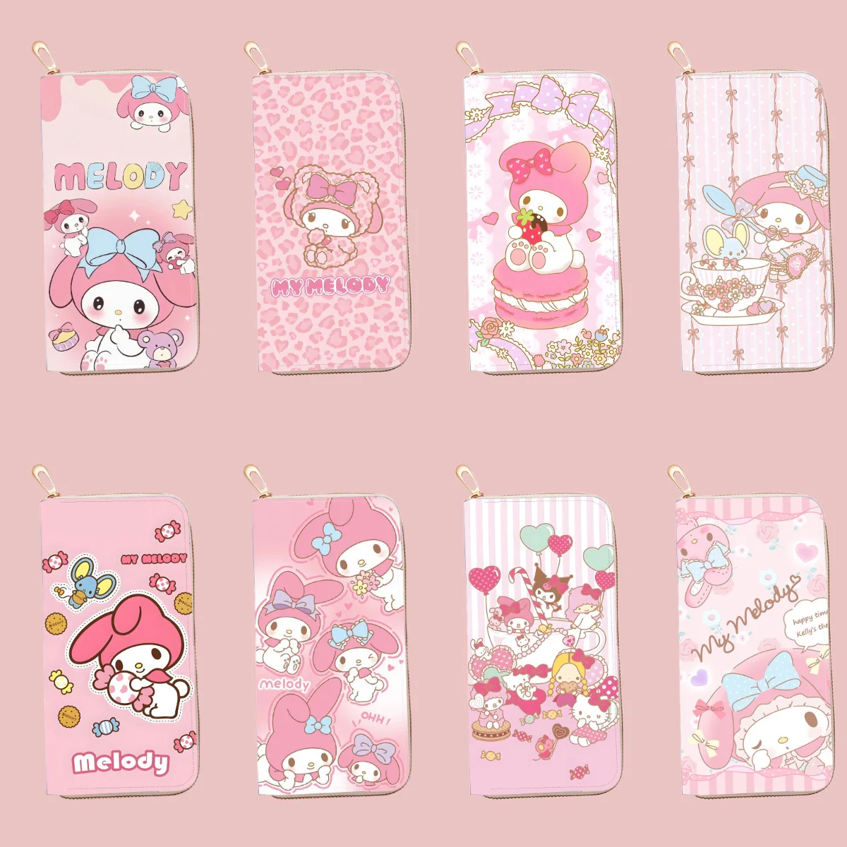 

Sanrio Cartoon Purse Long Zipper Student Clutch Bag Large Capacity Coin Purse Kawaii My Melody Cute Bank Card Bag Storage Bag