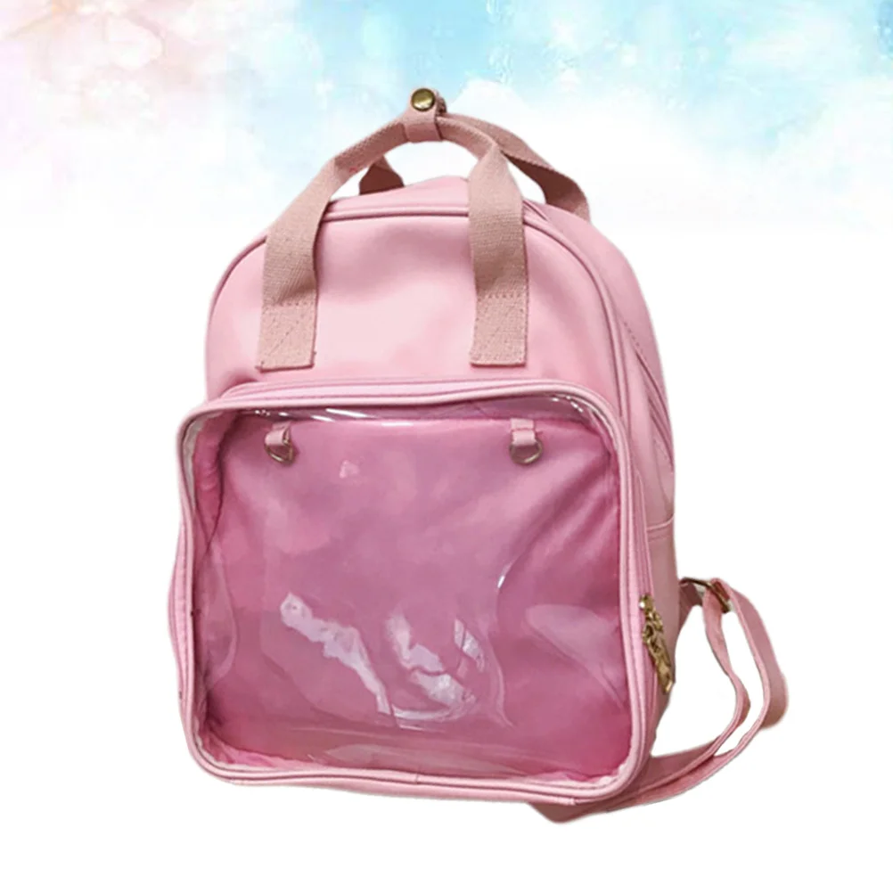 캔디 컬러 PVC 백팩 학교 숄더백 대용량 핑크 여성 여행 책가방 캔디 컬러 백팩