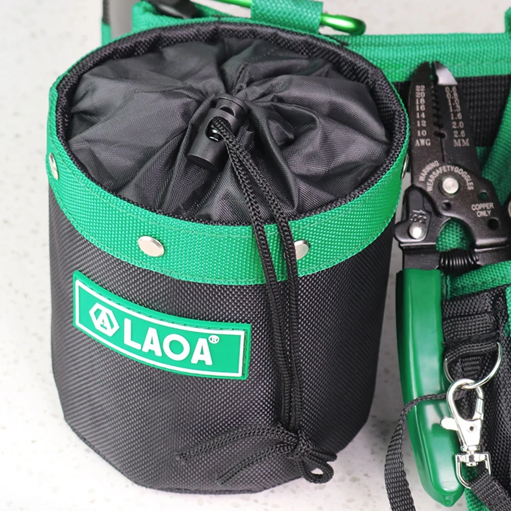 LAOA Stainless Nail Barrel Screw Bag Multi Functional Spare Parts Storage Bag Tool Waist Bag Thickened Wear-resistant Repair