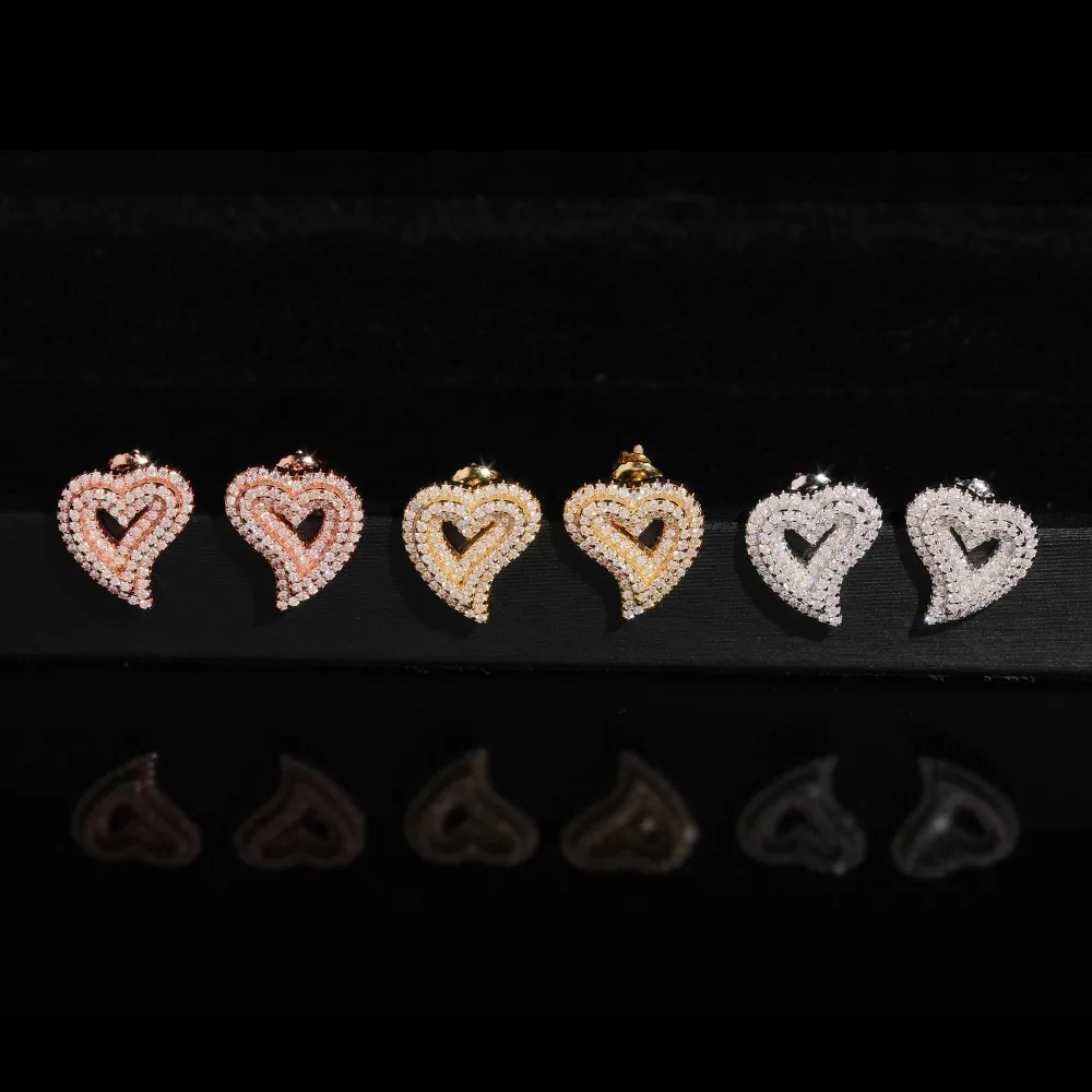 S925 Silber Herzförmige Moissanit-Ohrstecker mit Schraubverschluss, Hip-Hop Rock Stil für Männer und Frauen, Weißgold Liebes-Ohrringe, Testergeprüft, GRA-Zertifiziert, Geschenk – Detail 6
