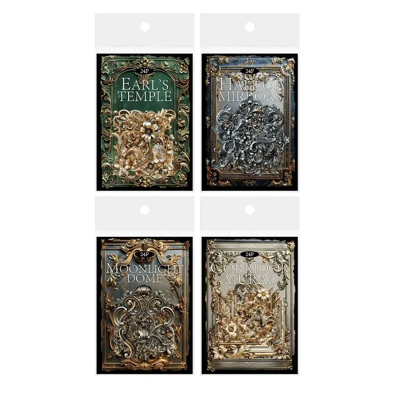 24 Sheets/pack, Stickers, Sacred Beauty Series, Handbags, DIY Collage, European Style Base, Retro Decoration, 4 Styles