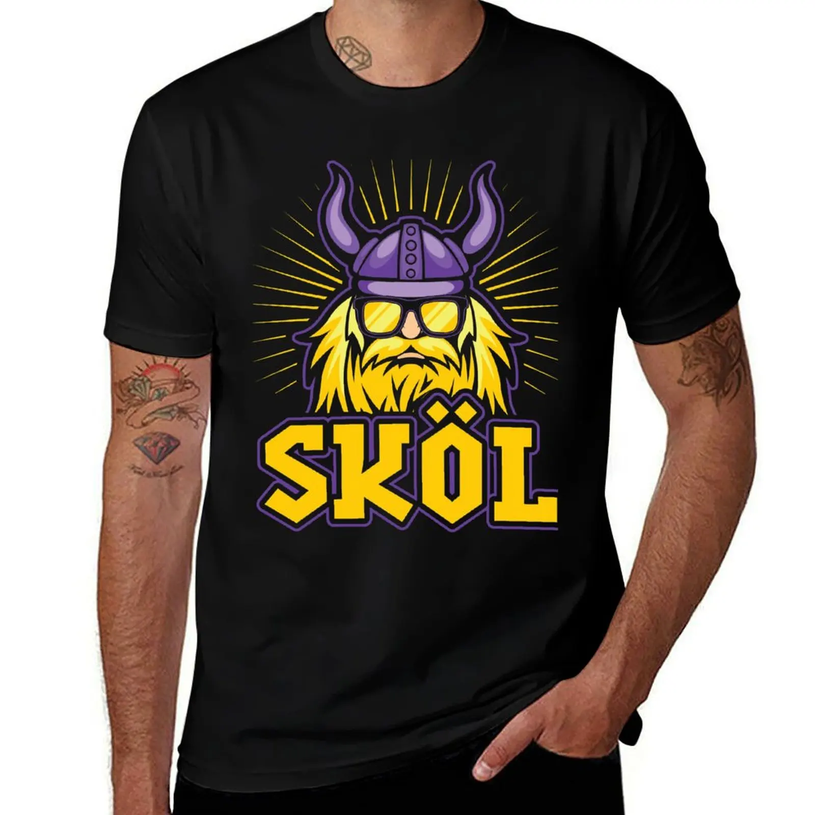 Skol Vikings Nordic Scandinavian Helmet T-Shirt Big and Tall Basic Tee Shirt T-Shirt