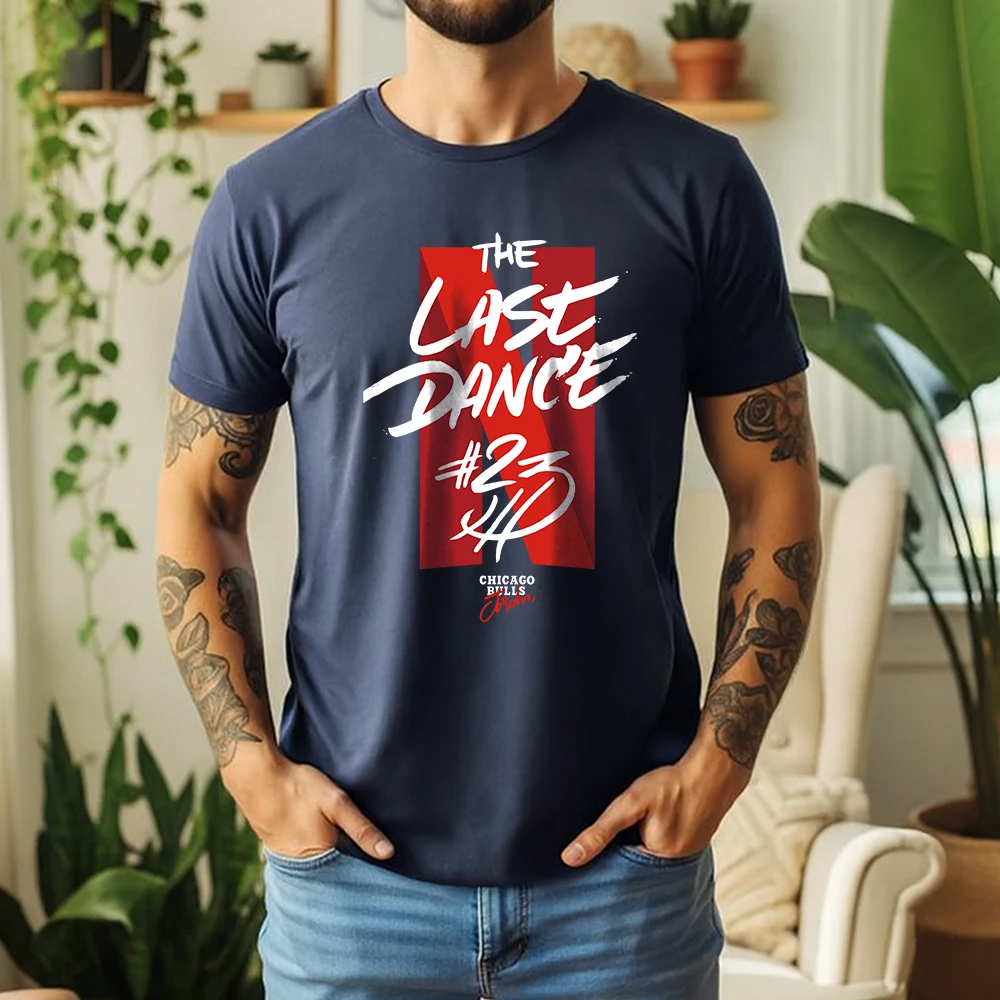 New Summer Mens 100% Cotton T Shirt The Last Dance 23 Jordan Print Casual Breathable Basketball Short Sleeve Daily Wear