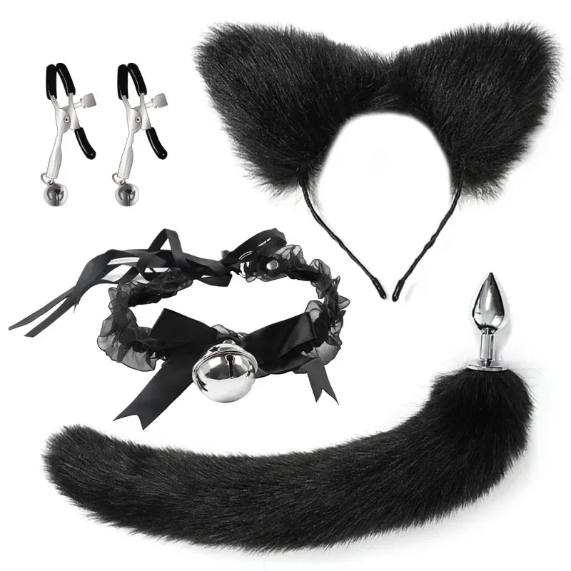 

Cosplay Anal Sex Toys Fox Tail Butt Plug Role Play Hair Hoop Cat Choker Fetish Women Nipple Clamps Exotic Accessories For Couple