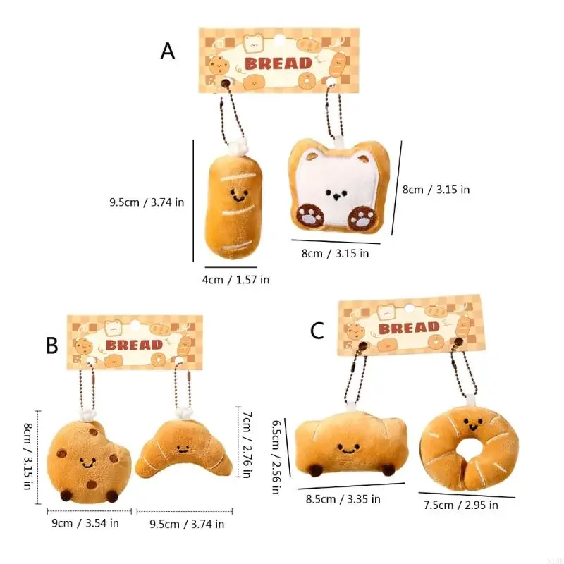 2PCS Phim Hoạt hình Đồ chơi nhồi bông bằng hình nhồi bông với Keychain Người yêu thích