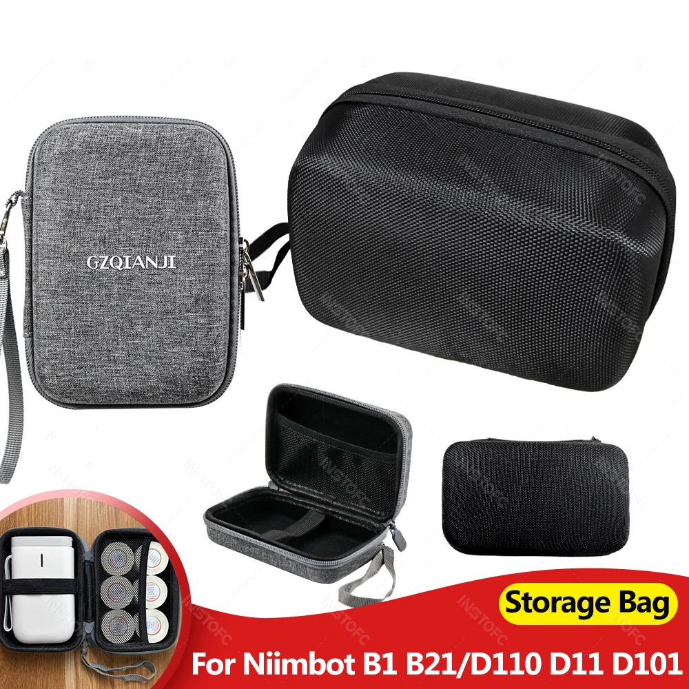 Durable Case for Niimbot B1 B21 B21PRO D110 D11 D101 Label Printer Maker Protection Bag Label Paper Sticker Carry Zipper Storage