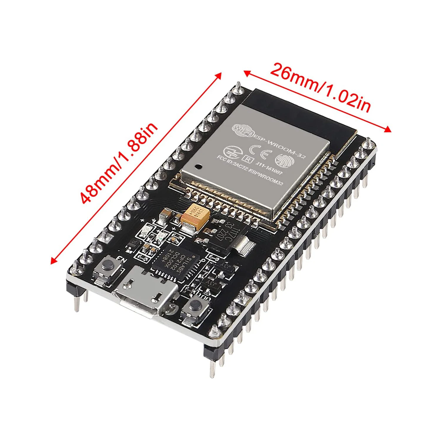 ESP-32S ESP32 CP2102 38 Pin Development Board 2.4 GHz Dual Core WLAN WiFi + Bluetooth 2-in-1 Microcontroller ESP-WROOM-32 Chip