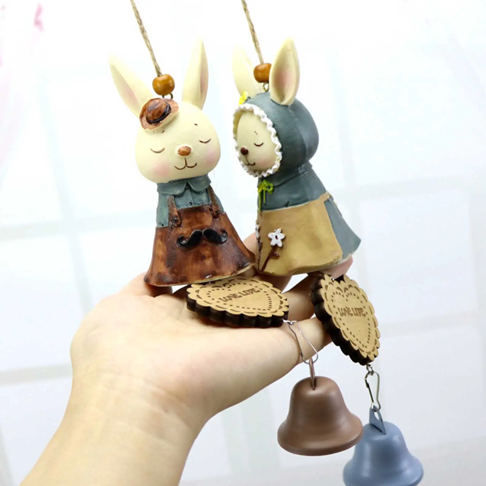 Bunny Wind Chime Hanging Happy Easter Wind Chimes Easter Rabbit Ornament For Garden Backyard Patio Japanese Style Easter Gift