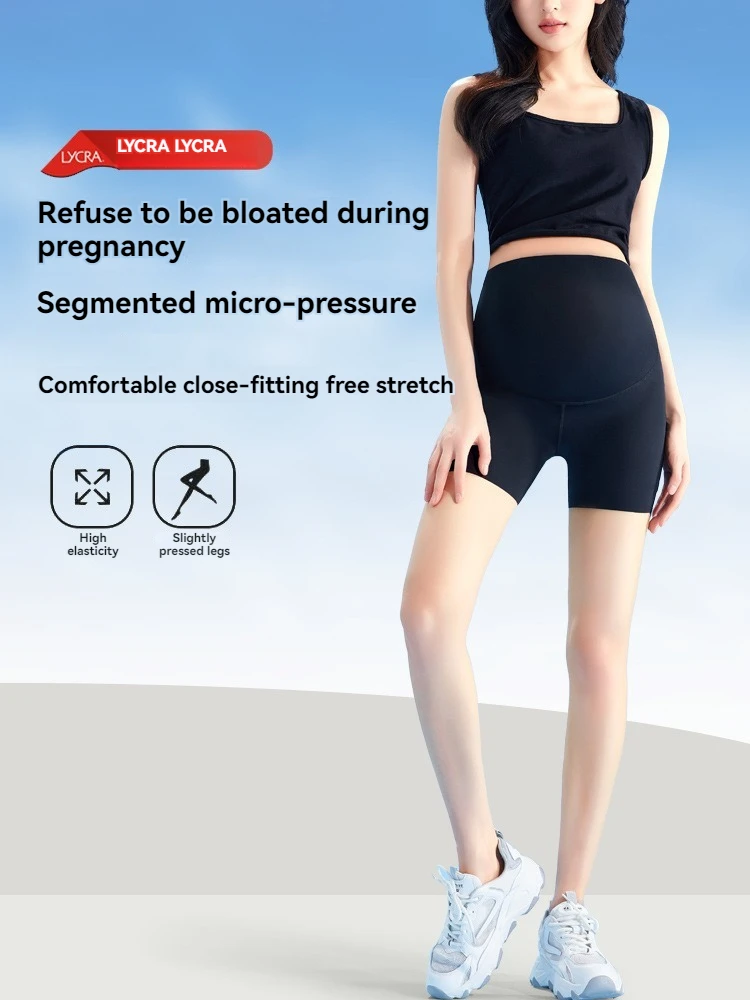 Summer Maternity Safe Pants Wearable Seamless Yoga Pants Anti-exposure Three-quarter Base Shark Pants For Women