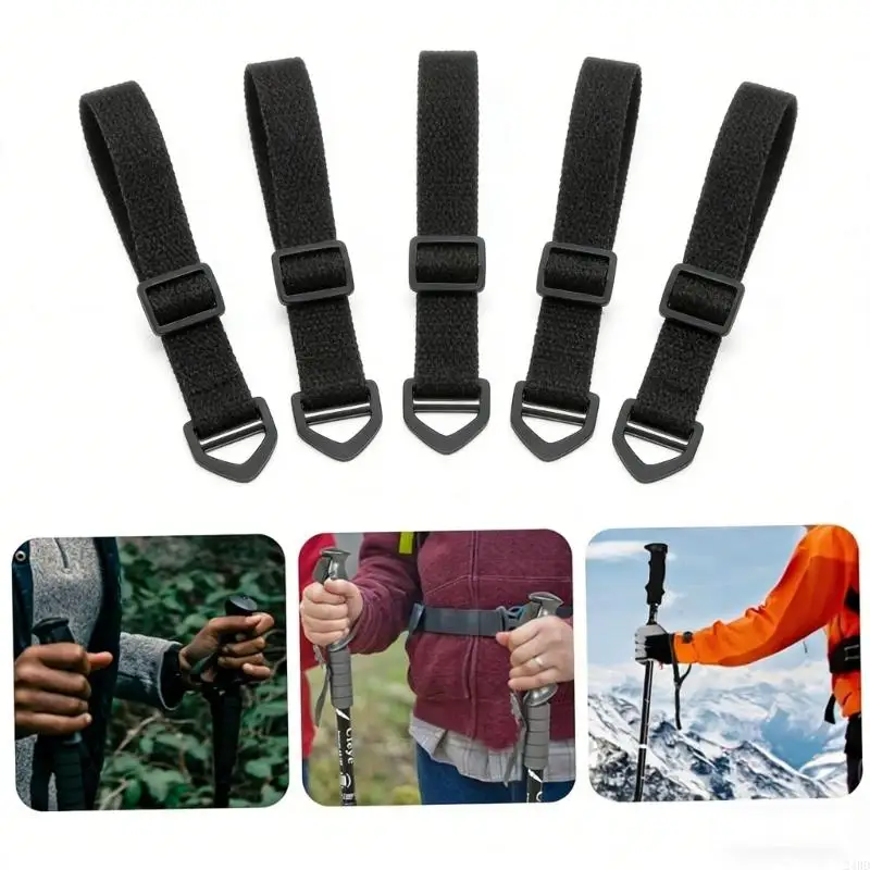 Adjustable Hiking Staff Poles Walking Wrist Strap Nylon Construction For Safety During Outdoors Adventure Use 24BD