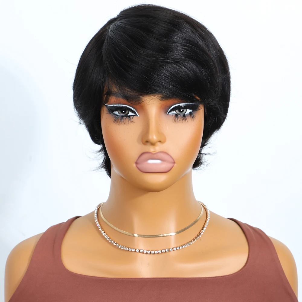 

Sleek Short Pixie Cut Human Hair Wigs For Women 100% Real Brazilian Hair Pixie Cut Wigs P4/30 Highlight Colored Short Pixie Cut