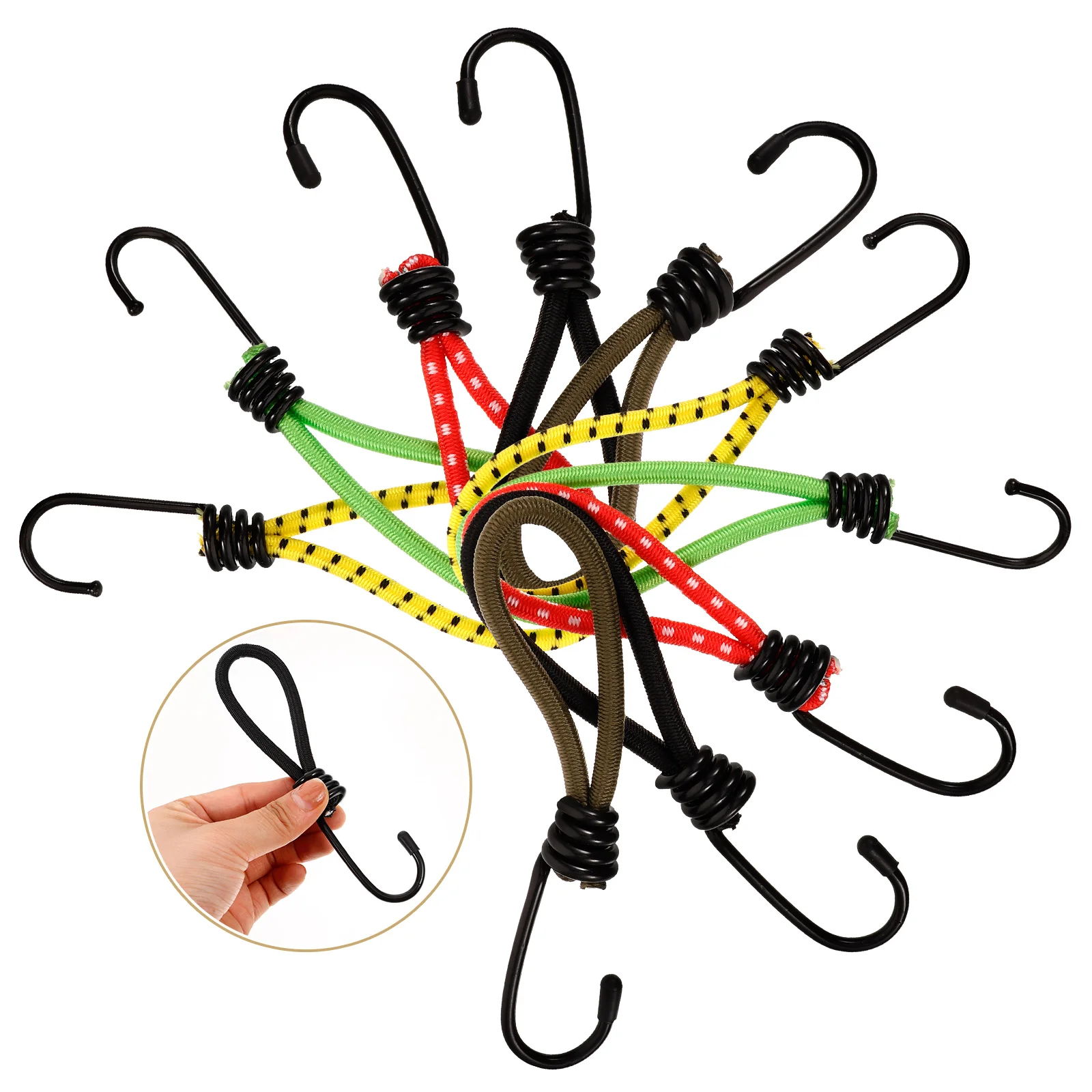 

10 Pcs Outdoor Tent Accessories Rope Buckle Elastic for Wind Cord Hook Rubber Metal Hooks Pull Camping