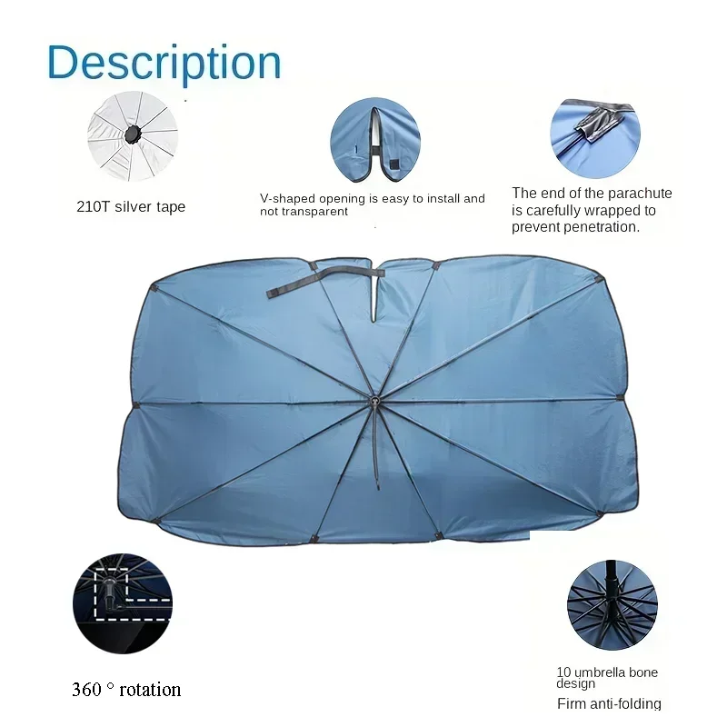 Car Umbrella Windshield Sunshade Foldable Sun Shade Front Window Cover for UV Block Heat Portable Protector Parasol view 5