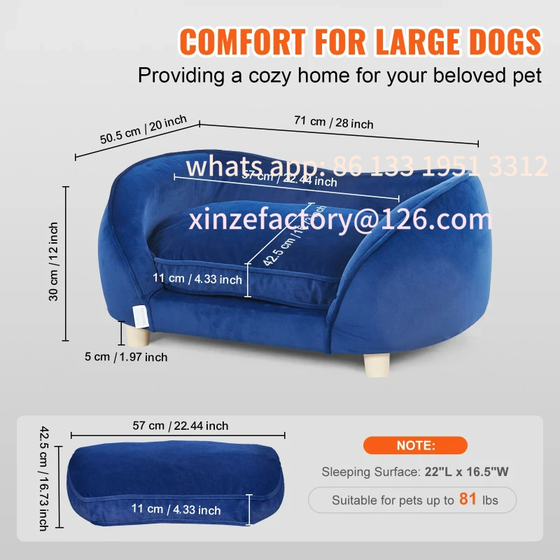 

Customizable Pet Sofa Dog Couch for Medium-Sized Dogs and Cats Soft Velvety Dog Sofa Bed for Living Room Bedroom Pet