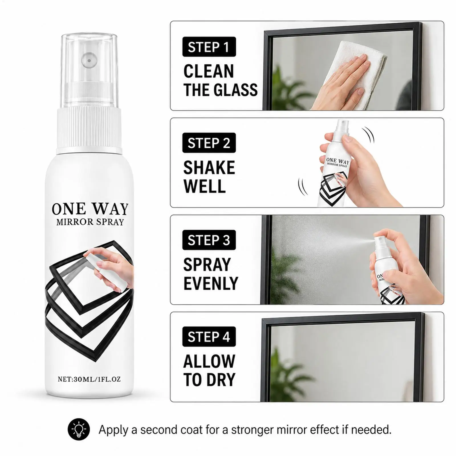 30ml Window Privacy Spray Removable Reflective Coating UV-Blocking Heat Shield Glass Tint for Home Office Car Windows view 4